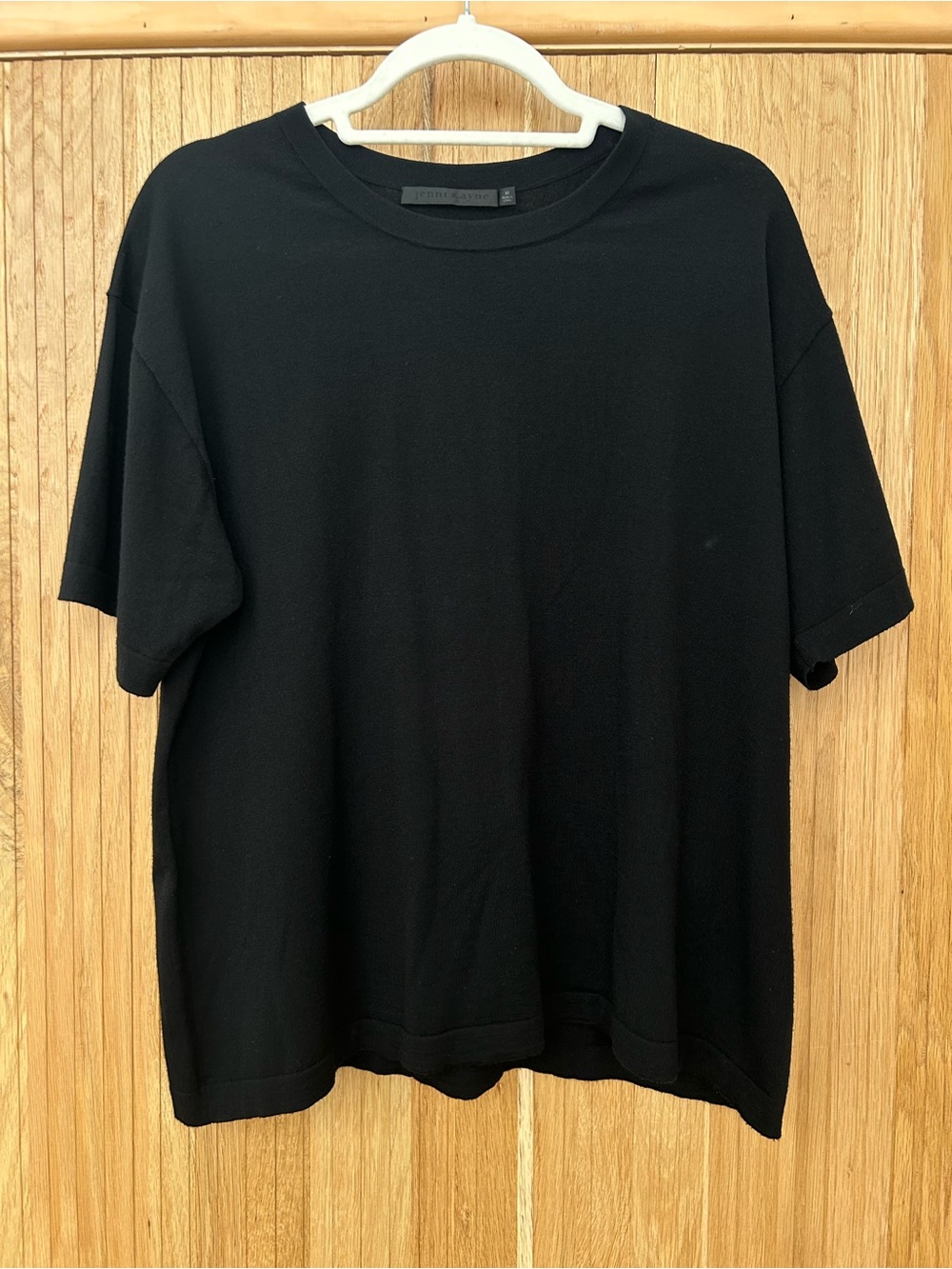 Jenni Kayne Merino Wool Black Short Sleeve Crewneck Pullover Tee